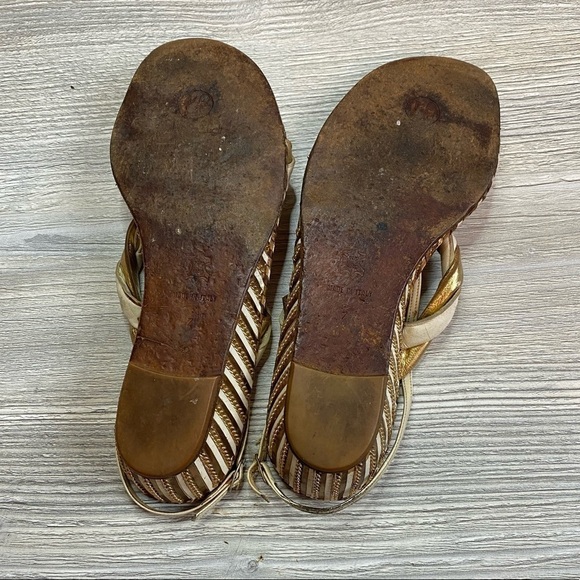 Vintage Bologna & Figli strappy twisted metallic chain designed sandals size 7 - Picture 9 of 12